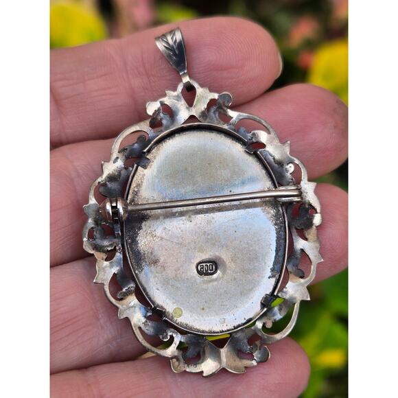 Vintage Italian Ornate 800 Silver Mother & Child Portrait Brooch / Pin /Pendant - Picture 5 of 6